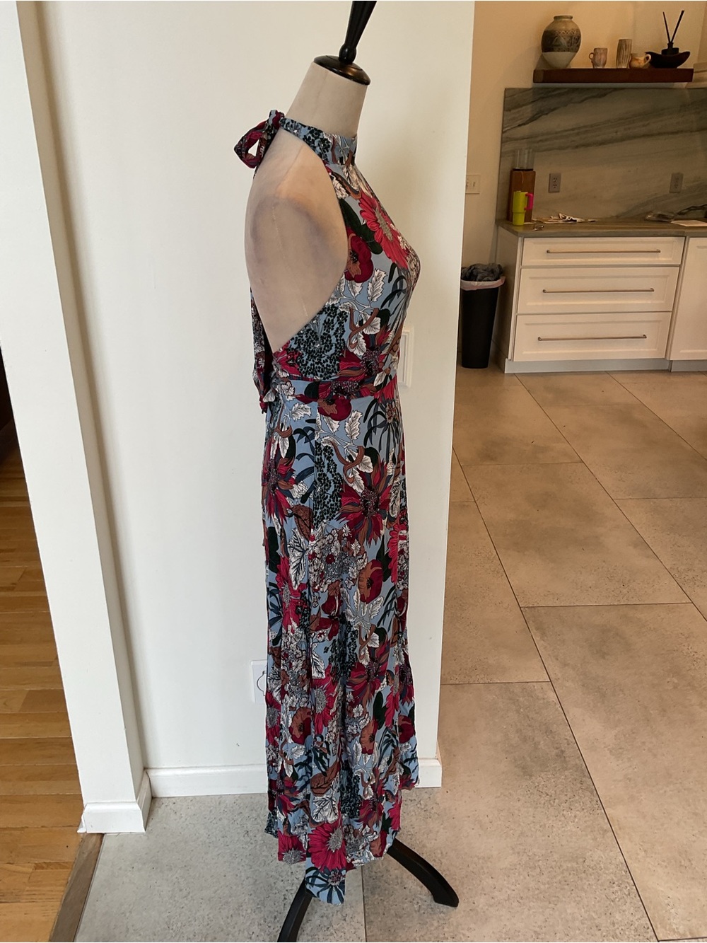 Lulu's Blue Maxi Dress with Red Floral Print - Picture 6 of 9